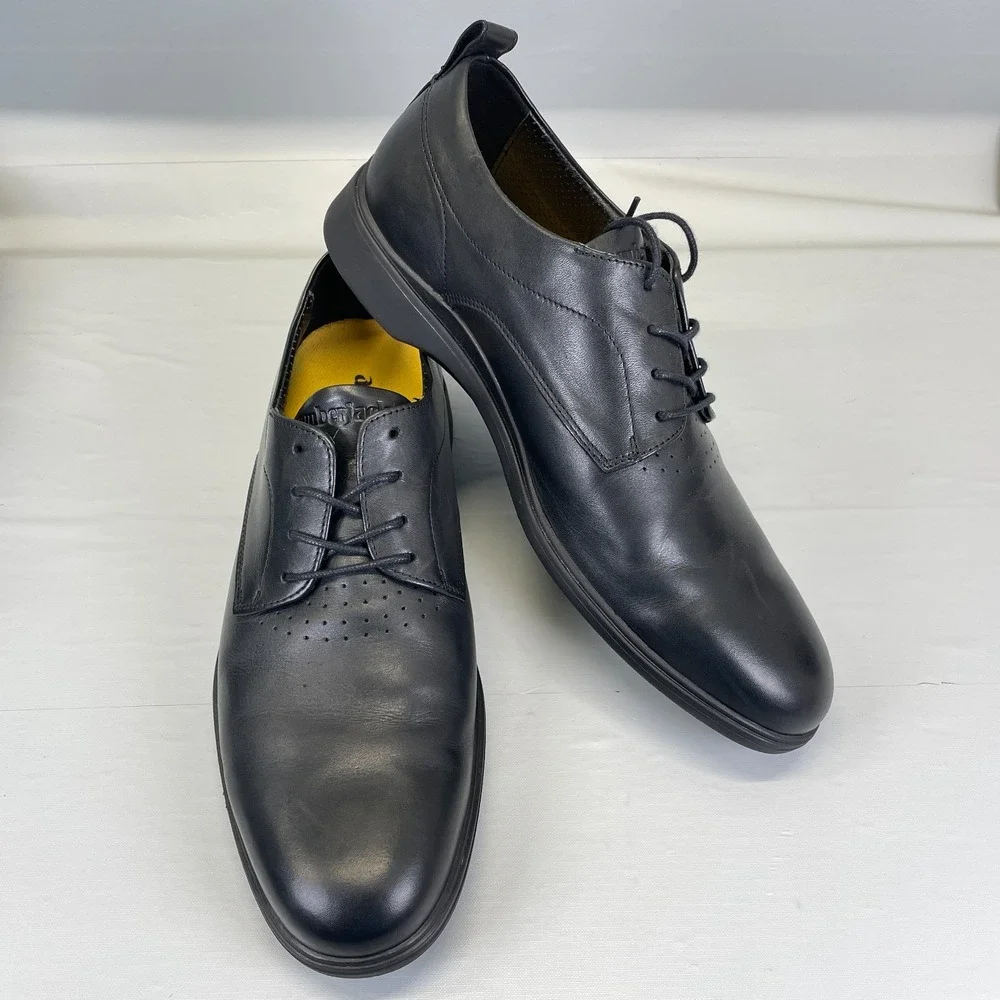 Amberjack The Original Dress Shoes Mens Size 11 M Black Leather Derby Plain Toe